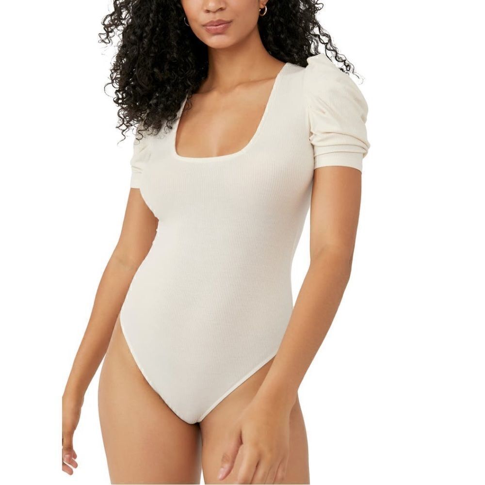 FREE PEOPLE So Fresh Modal Blend Bodysuit Top, Ivory, Medium, (8/10) NWT